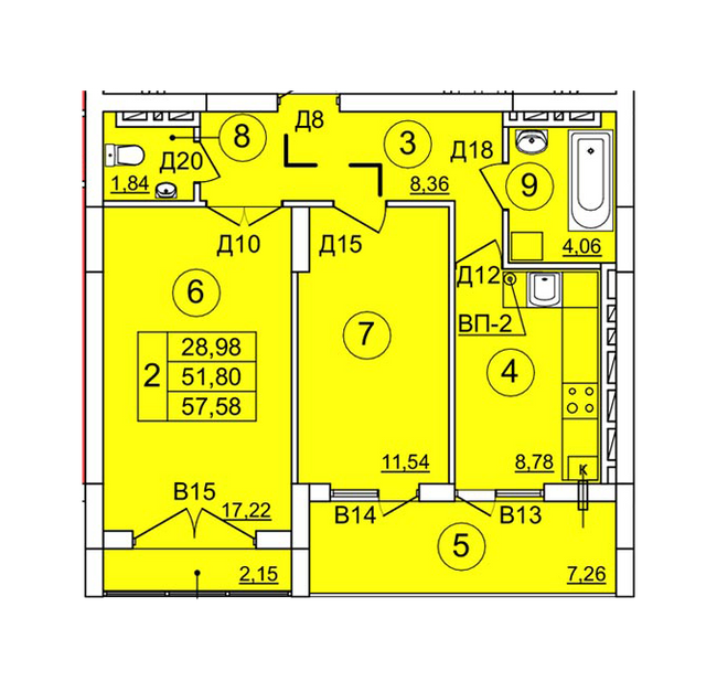 2-кімнатна 57.58 м² в ЖК Варшавський від 12 000 грн/м², м. Ковель