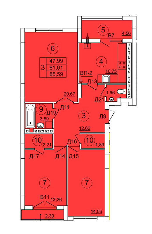 3-кімнатна 85.59 м² в ЖК Варшавський від 12 000 грн/м², м. Ковель