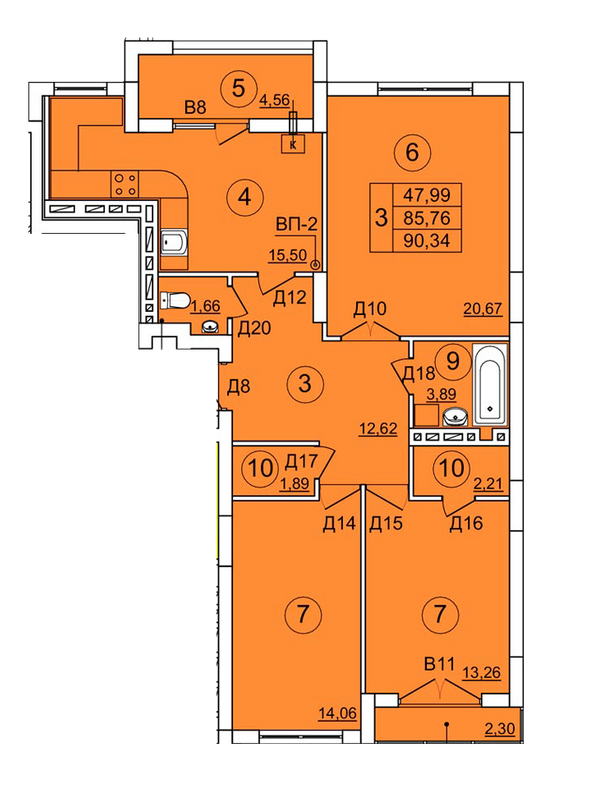 3-комнатная 90.34 м² в ЖК Варшавський от 12 000 грн/м², г. Ковель