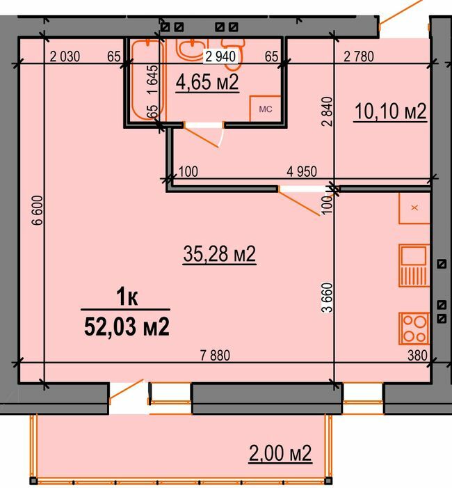 1-кімнатна 52.03 м² в ЖК StyleUP від 26 000 грн/м², с. Липини