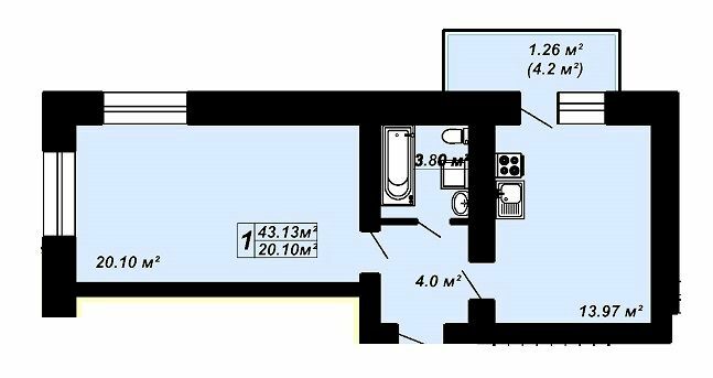 1-комнатная 43.13 м² в ЖК Сафрон от 14 300 грн/м², Луцк