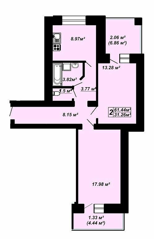 2-комнатная 61.44 м² в ЖК Сафрон от 16 000 грн/м², Луцк