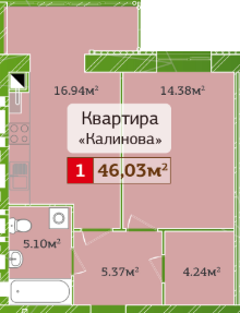 1-комнатная 46.03 м² в ЖК Полесье 2 от 17 500 грн/м², Житомир