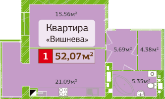 1-комнатная 52.07 м² в ЖК Полесье 2 от 17 500 грн/м², Житомир