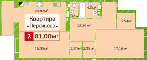 2-комнатная 81 м² в ЖК Полесье 2 от 17 500 грн/м², Житомир
