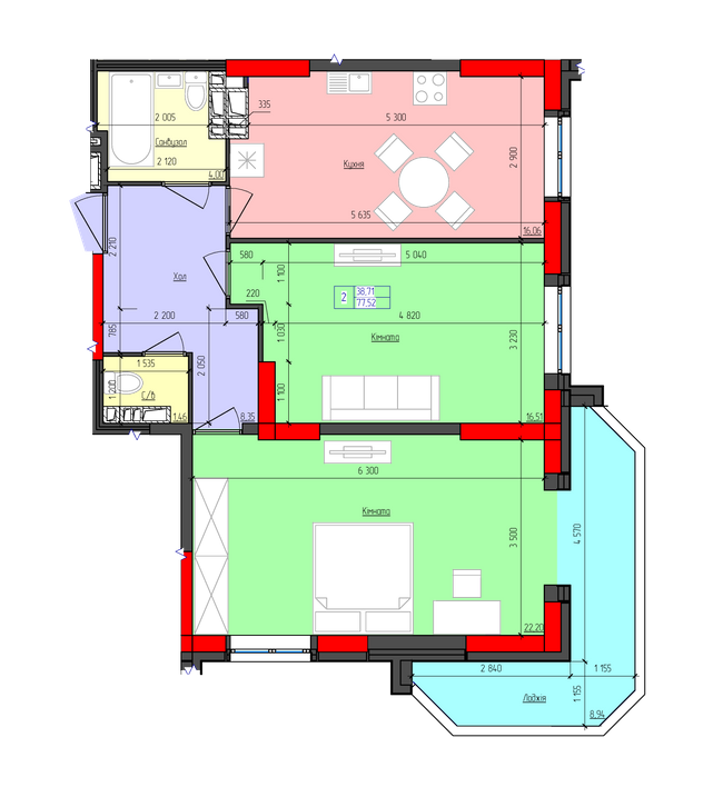 2-комнатная 77.52 м² в ЖК Мистецькі Ворота от 21 000 грн/м², Житомир