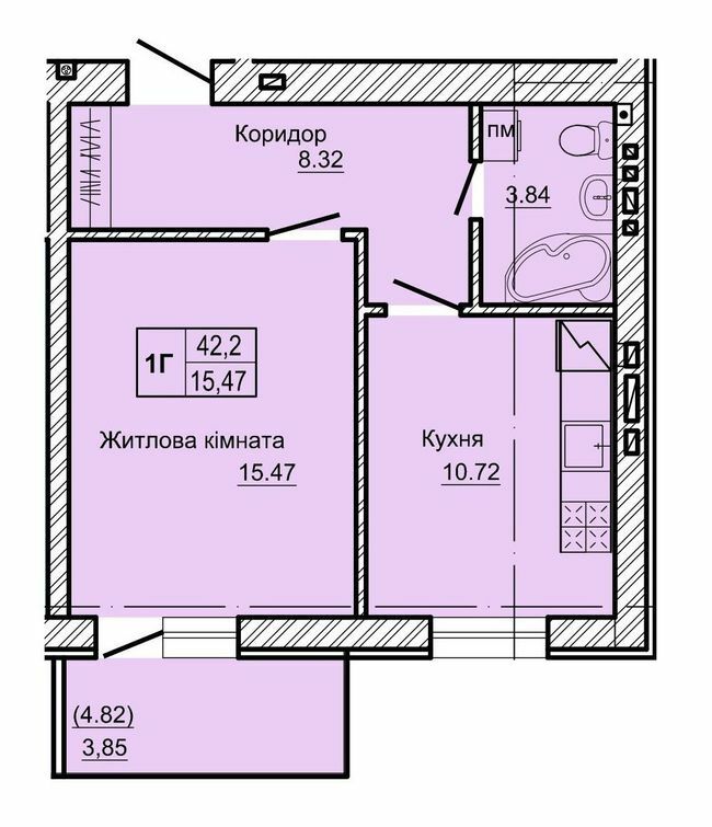 1-комнатная 42.2 м² в ЖК Новоградский от 14 400 грн/м², г. Новоград-Волынский