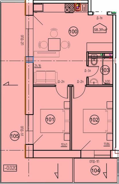 2-комнатная 58.39 м² в ЖК Arcadia Sky от 35 900 грн/м², Одесса