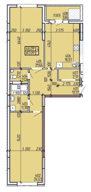 2-комнатная 87.09 м² в ЖК Покровский от 18 600 грн/м², Житомир