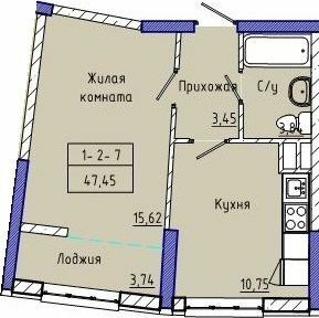 1-кімнатна 47.45 м² в ЖК Сорок восьма перлина від 25 500 грн/м², Одеса