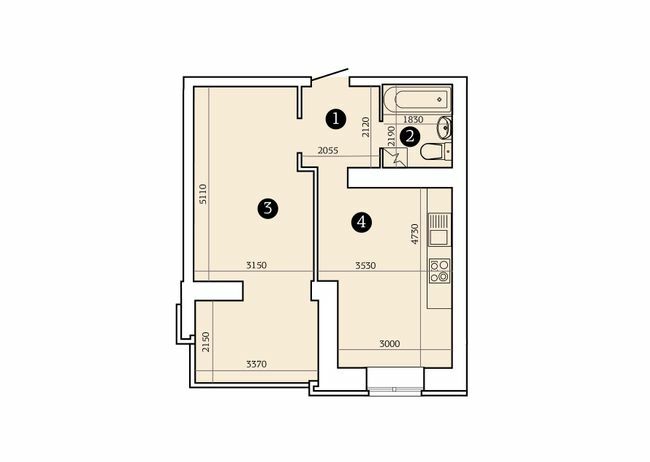 1-кімнатна 47.53 м² в ЖК Олександрівський 2 від 16 800 грн/м², Запоріжжя