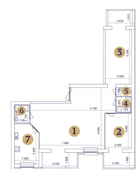 3-комнатная 122.5 м² в ЖК Резиденция от 17 950 грн/м², Запорожье