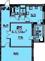 2-кімнатна 64.59 м² в ЖК Бородіно від забудовника, Запоріжжя