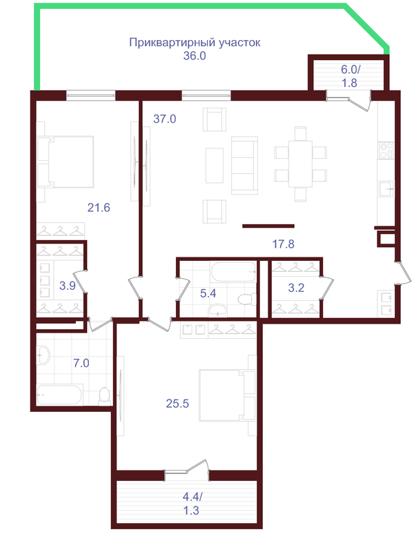 3-комнатная 124.9 м² в ЖК Корона Ренессанса от 23 100 грн/м², Запорожье