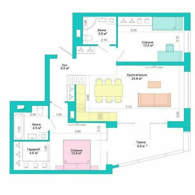 2-комнатная 83.5 м² в ЖК Legenda от 23 750 грн/м², Запорожье