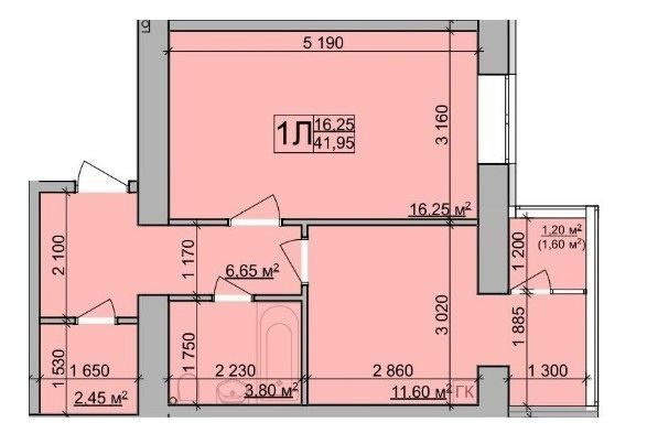 1-комнатная 41.95 м² в ЖК Зоря от застройщика, Винница