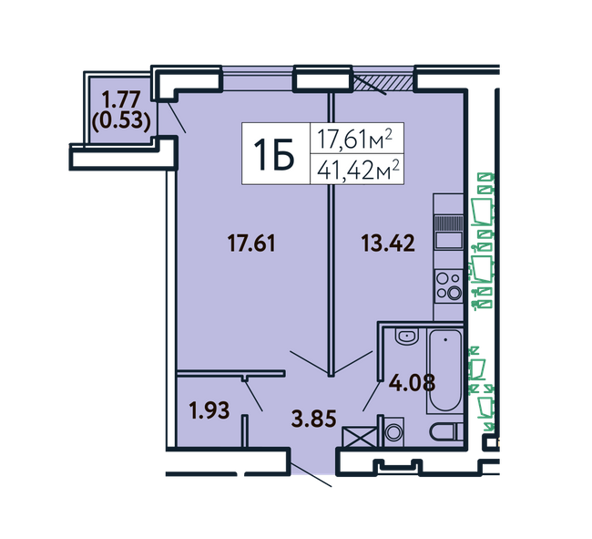 1-кімнатна 41.42 м² в ЖК Comfort City від 26 000 грн/м², Запоріжжя