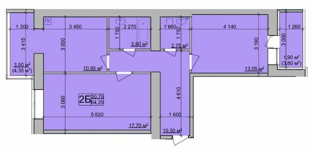 2-кімнатна 64.25 м² в ЖК Зоря від 15 700 грн/м², Вінниця