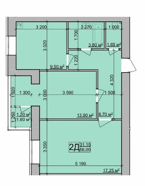 2-комнатная 55.75 м² в ЖК Зоря от 15 700 грн/м², Винница