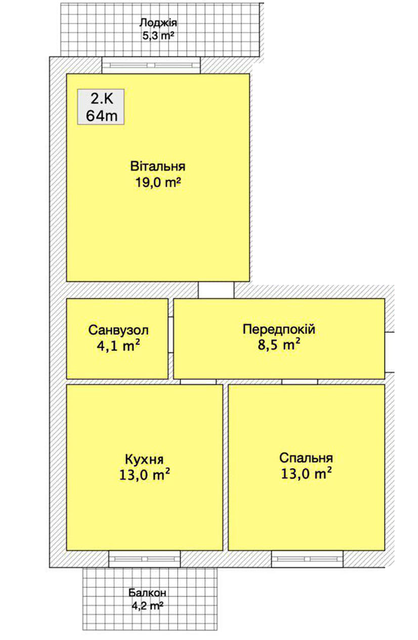 2-кімнатна 64 м² в ЖК на вул. Лялі Ратушної, 110 від 23 050 грн/м², Вінниця