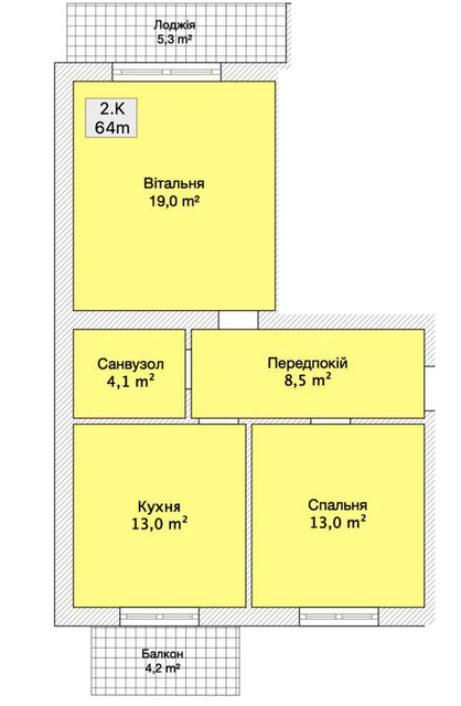 2-комнатная 64 м² в ЖК на ул. Ляли Ратушной, 110 от 23 050 грн/м², Винница