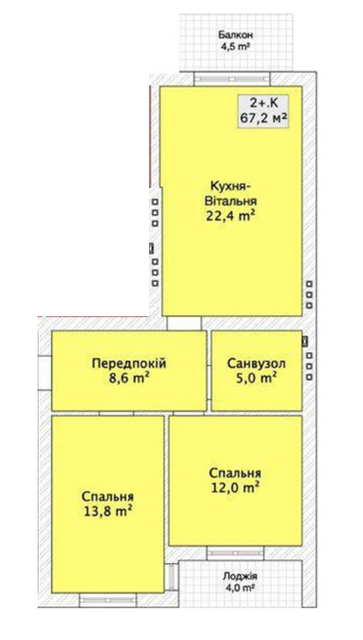 2-кімнатна 67.2 м² в ЖК по пров. Сквозний, 31 від 21 400 грн/м², Вінниця