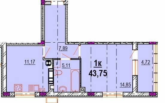 1-комнатная 43.75 м² в ЖК Родинний маєток от 19 500 грн/м², Винница