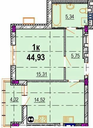 1-кімнатна 44.93 м² в ЖК Родинний маєток від 19 500 грн/м², Вінниця