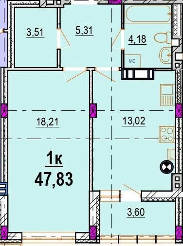 1-комнатная 47.83 м² в ЖК Родинний маєток от 19 500 грн/м², Винница