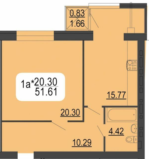 1-комнатная 51.61 м² в ЖК Семейный комфорт от 13 200 грн/м², Винница