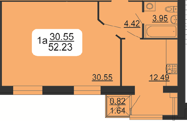 1-кімнатна 52.23 м² в ЖК Сімейний комфорт від 13 200 грн/м², Вінниця