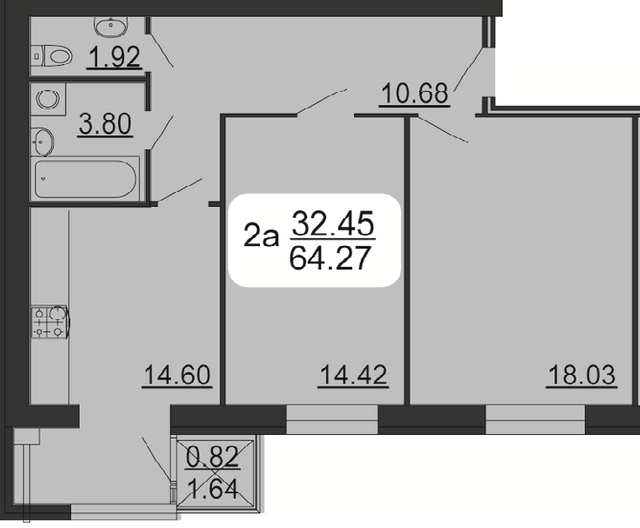 2-кімнатна 64.27 м² в ЖК Сімейний комфорт від 12 150 грн/м², Вінниця