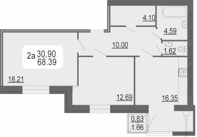 2-комнатная 68.39 м² в ЖК Семейный комфорт от 12 150 грн/м², Винница
