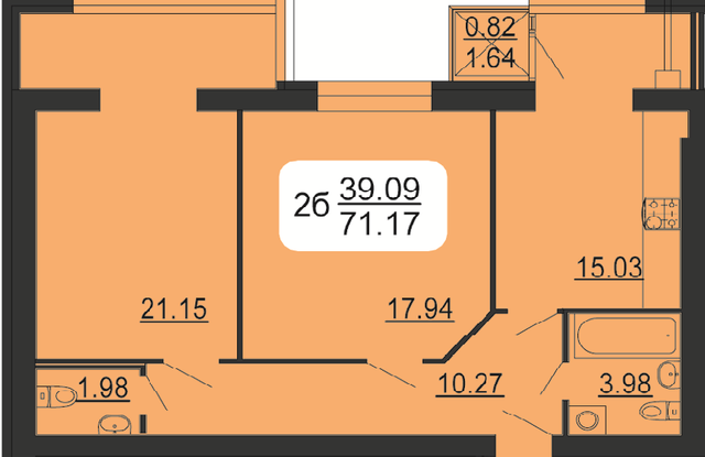 2-кімнатна 71.17 м² в ЖК Сімейний комфорт від 12 150 грн/м², Вінниця