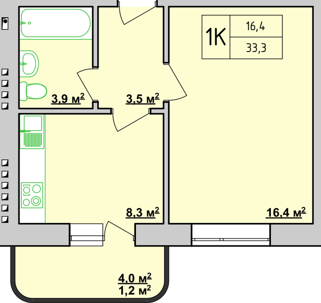 1-кімнатна 33.3 м² в ЖК Учительський від 14 950 грн/м², Вінниця