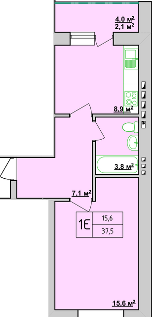 1-кімнатна 37.5 м² в ЖК Учительський від 14 950 грн/м², Вінниця