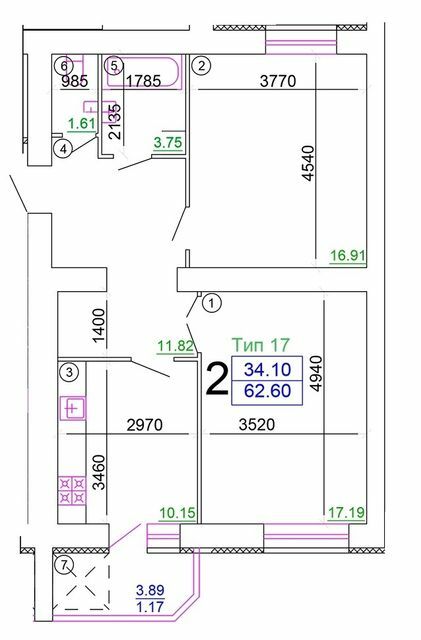 2-кімнатна 62.6 м² в Мкрн Академічний від 15 250 грн/м², Вінниця