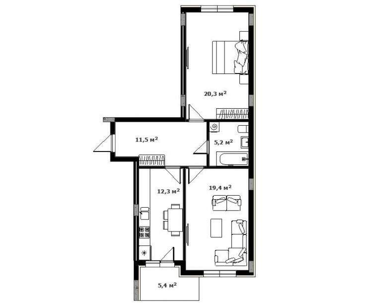 2-комнатная 68 м² в ЖК Green Land от 26 050 грн/м², Ужгород