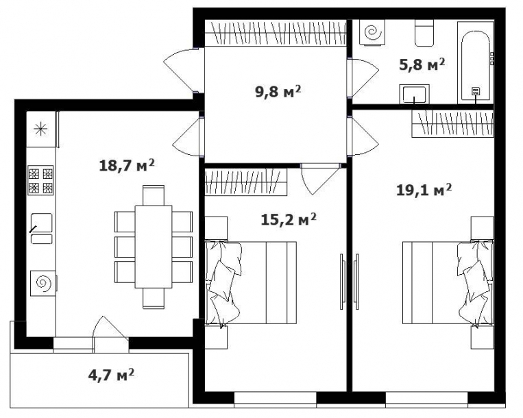 2-комнатная 69 м² в ЖК Карпатского от 21 950 грн/м², с. Минай