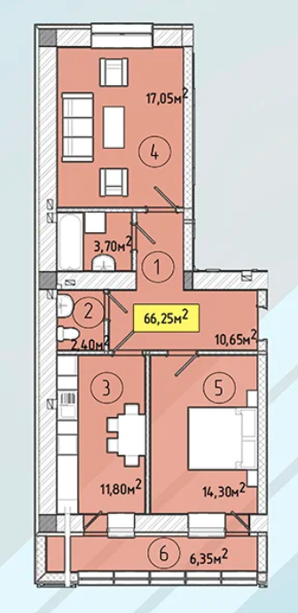 2-комнатная 66.25 м² в ЖК Modern от 19 700 грн/м², Ужгород