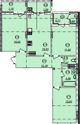 3-комнатная 79.15 м² в ЖК Авангард от 14 800 грн/м², Ужгород