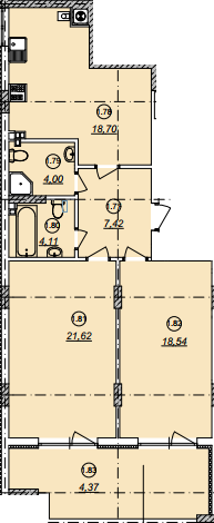 2-кімнатна 78.76 м² в ЖК Авангард від 14 800 грн/м², Ужгород