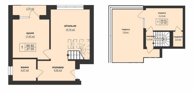 Двухуровневая 66.82 м² в ЖК Тетрис от 22 400 грн/м², Ужгород