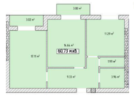 2-кімнатна 60.73 м² в ЖК Паннонія від 28 900 грн/м², Ужгород