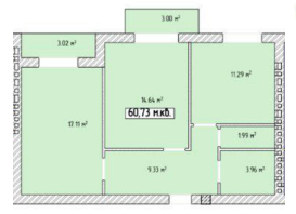 2-комнатная 60.73 м² в ЖК Паннония от 28 900 грн/м², Ужгород