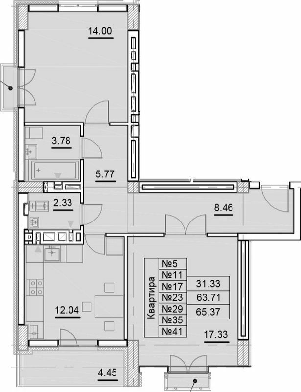 2-комнатная 65.37 м² в ЖК Парковый от 19 150 грн/м², Ужгород