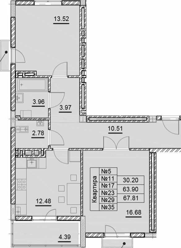 2-комнатная 67.81 м² в ЖК Парковый от 19 150 грн/м², Ужгород