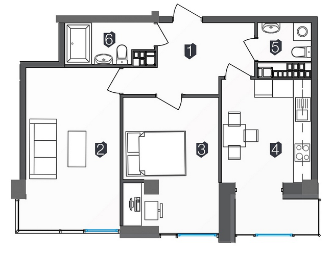 2-кімнатна 58 м² в ЖК Manhattan від 31 000 грн/м², Івано-Франківськ