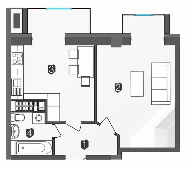 1-кімнатна 42 м² в ЖК Manhattan від забудовника, Івано-Франківськ