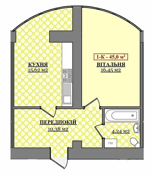 1-комнатная 45 м² в ЖК Городок Соборный от 10 700 грн/м², Ивано-Франковск